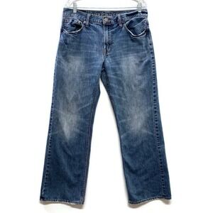 American Eagle Lightly Distressed Blue Denim Men's 33x30 Boot Cut Jeans 43053146